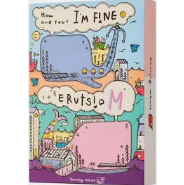 Book cover with colorful illustrations of whales and text 'I'm fine, how are you? Eруtslo M' on a pink background.