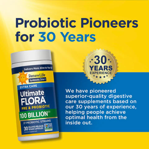 Renew Life Ultimate Flora Extra Care Probiotic 100 Billion CFU – 30 Capsules