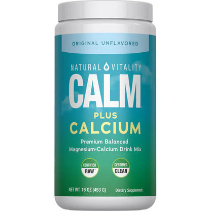 Natural Vitality Calm + Calcium Unflavored Magnesium Powder – 16 oz