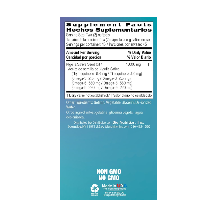 Bio Nutrition Premium Black Seed Oil 90 Counts