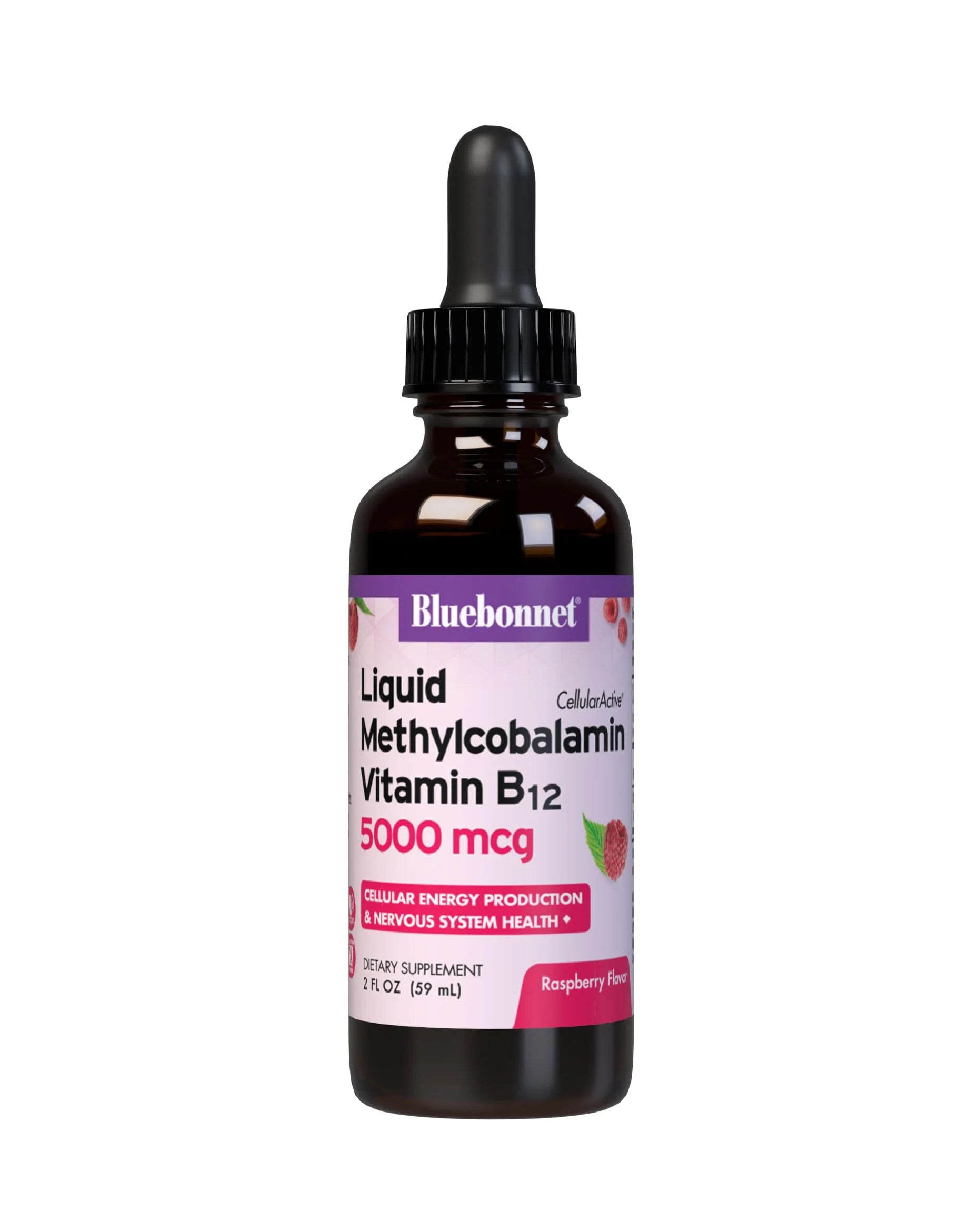 Bottle of Bluebonnet Liquid Methylcobalamin Vitamin B12 on a white background