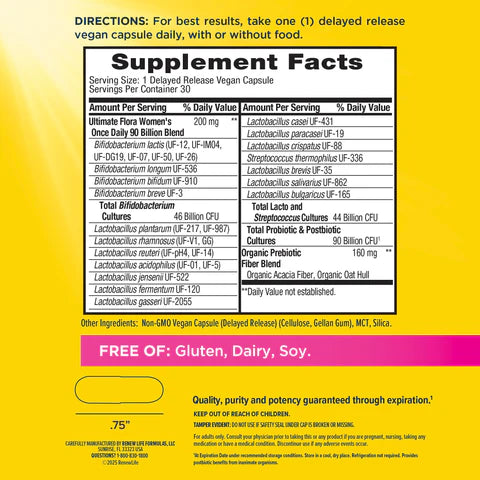 Renew Life Ultimate Flora Women's Probiotic 90 Billion CFU – 30 Capsules