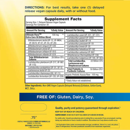 Renew Life Ultimate Flora Extra Care Probiotic 50 Billion CFU – 30 Capsules