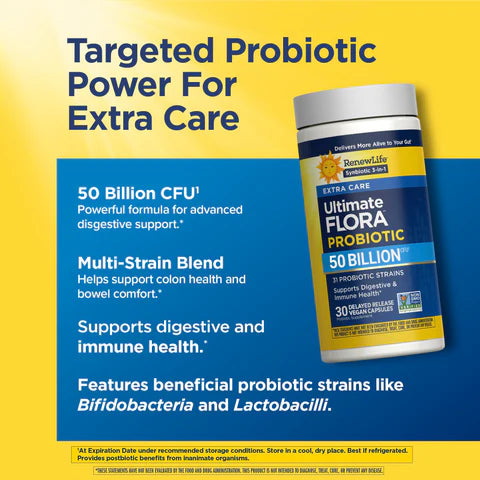 Renew Life Ultimate Flora Extra Care Probiotic 50 Billion CFU – 30 Capsules