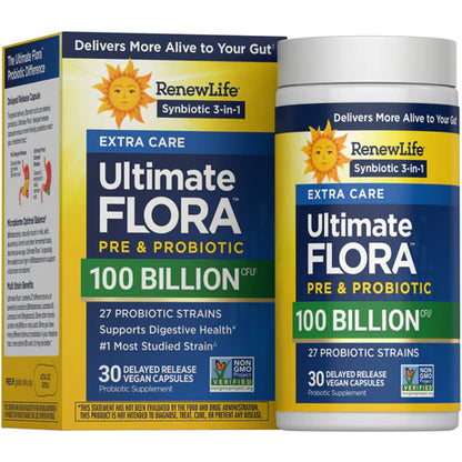 Renew Life Ultimate Flora Extra Care Probiotic 100 Billion CFU – 30 Capsules