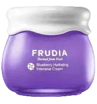 Purple jar of Fruvia cream with white cap on a light background
