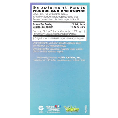 Bio Nutrition Advanced Berberine 1,200 mg – 50 Vegetarian Capsules