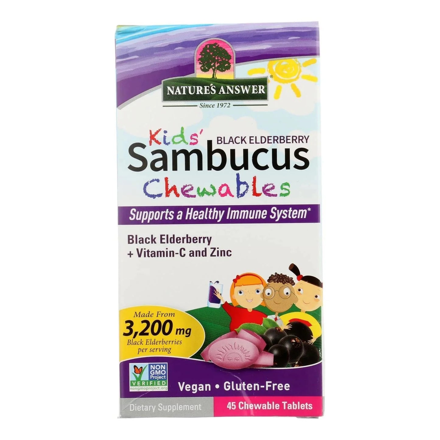 Box of Nature's Answer Kids' Sambucus Chewables on a white background