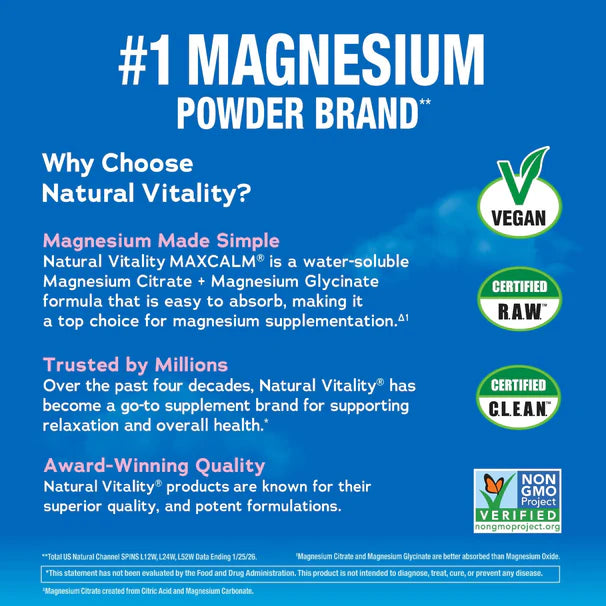 Natural Vitality Calm Raspberry-Lemon Magnesium Powder – 16 oz